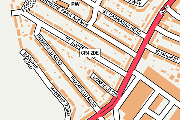 CR4 2DE map - OS OpenMap – Local (Ordnance Survey)