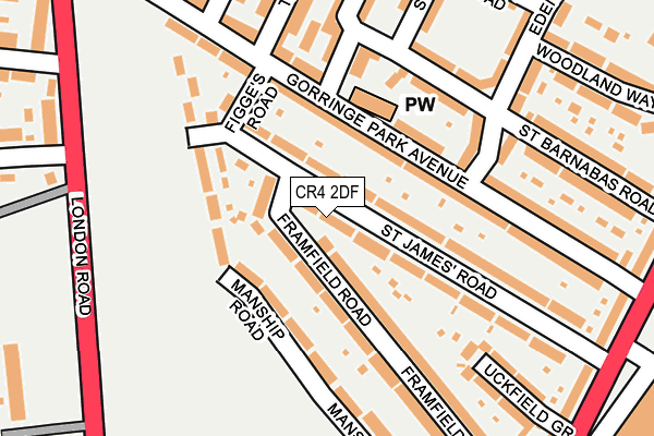 CR4 2DF map - OS OpenMap – Local (Ordnance Survey)