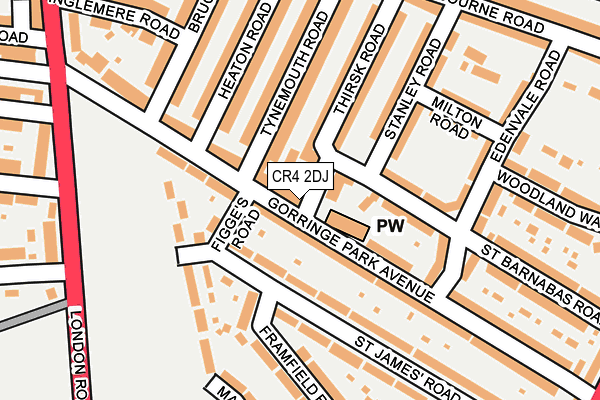 CR4 2DJ map - OS OpenMap – Local (Ordnance Survey)