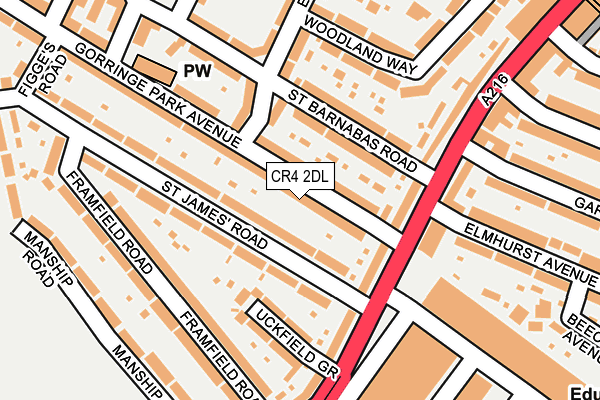 CR4 2DL map - OS OpenMap – Local (Ordnance Survey)
