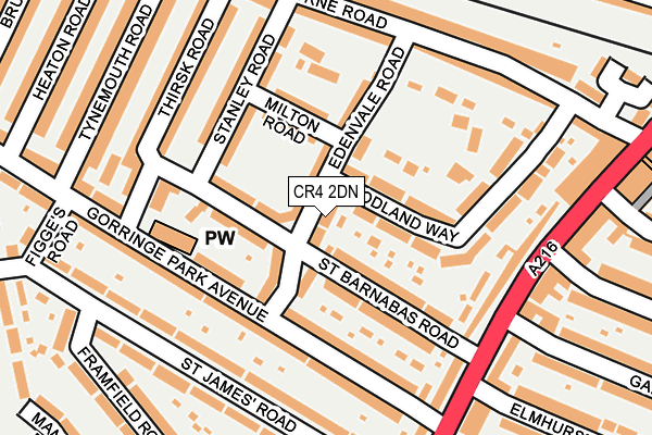 CR4 2DN map - OS OpenMap – Local (Ordnance Survey)
