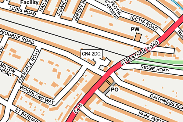 CR4 2DQ map - OS OpenMap – Local (Ordnance Survey)