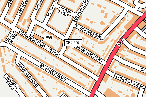 CR4 2DU map - OS OpenMap – Local (Ordnance Survey)