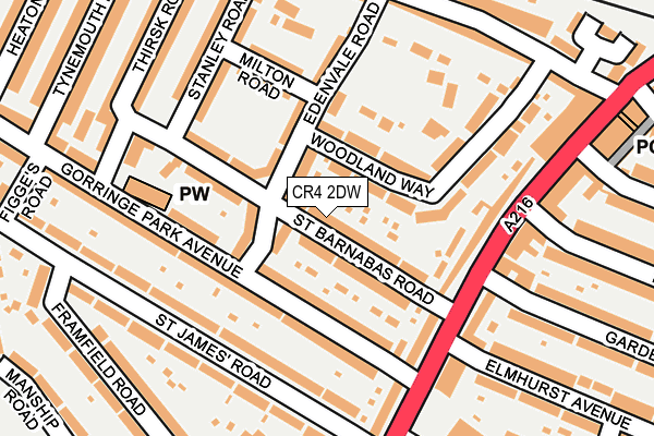 CR4 2DW map - OS OpenMap – Local (Ordnance Survey)