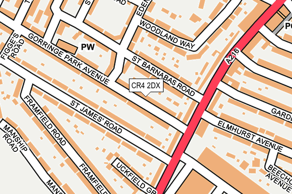 CR4 2DX map - OS OpenMap – Local (Ordnance Survey)