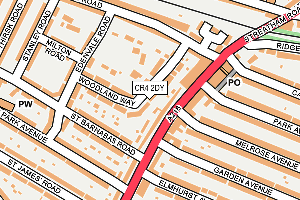 CR4 2DY map - OS OpenMap – Local (Ordnance Survey)