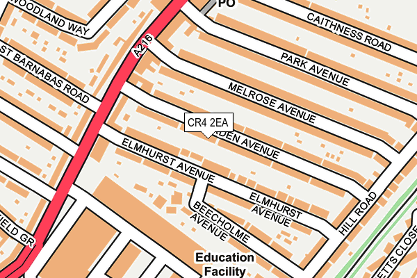 CR4 2EA map - OS OpenMap – Local (Ordnance Survey)