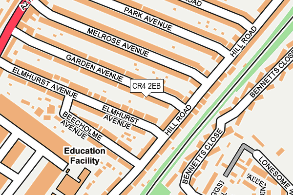 CR4 2EB map - OS OpenMap – Local (Ordnance Survey)