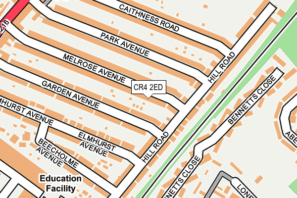 CR4 2ED map - OS OpenMap – Local (Ordnance Survey)