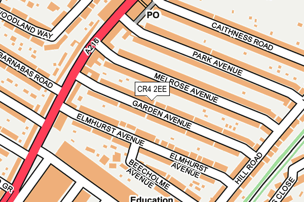 CR4 2EE map - OS OpenMap – Local (Ordnance Survey)