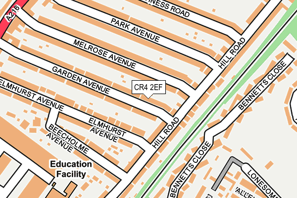 CR4 2EF map - OS OpenMap – Local (Ordnance Survey)