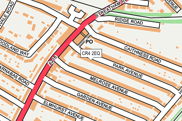 CR4 2EQ map - OS OpenMap – Local (Ordnance Survey)