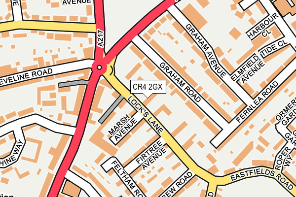 CR4 2GX map - OS OpenMap – Local (Ordnance Survey)