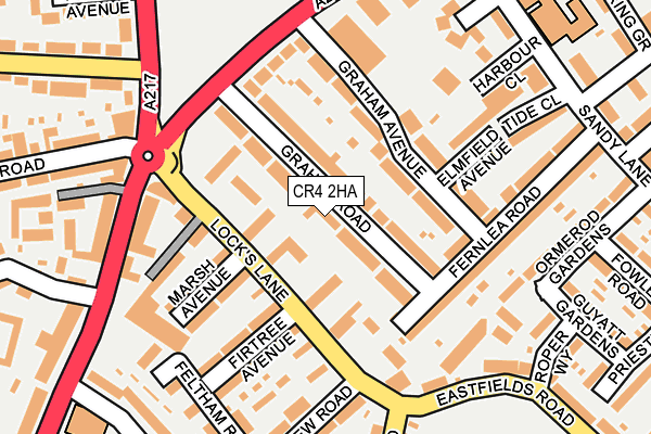 CR4 2HA map - OS OpenMap – Local (Ordnance Survey)