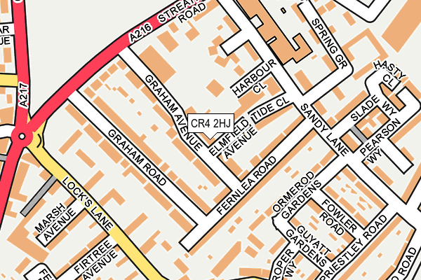 CR4 2HJ map - OS OpenMap – Local (Ordnance Survey)