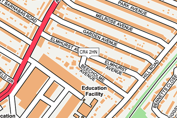 CR4 2HN map - OS OpenMap – Local (Ordnance Survey)