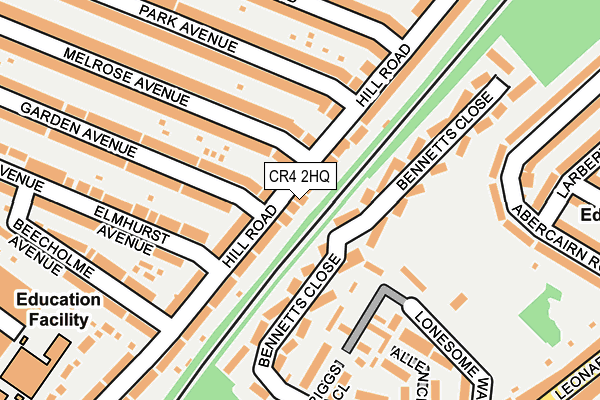 CR4 2HQ map - OS OpenMap – Local (Ordnance Survey)