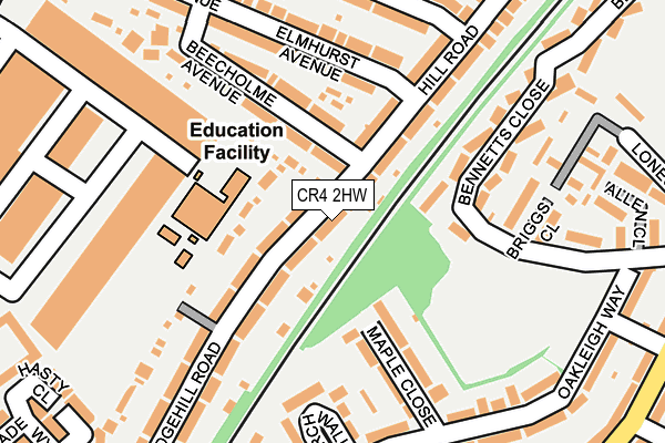 CR4 2HW map - OS OpenMap – Local (Ordnance Survey)