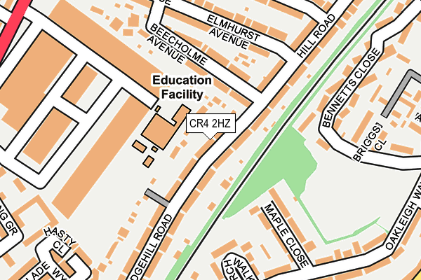CR4 2HZ map - OS OpenMap – Local (Ordnance Survey)