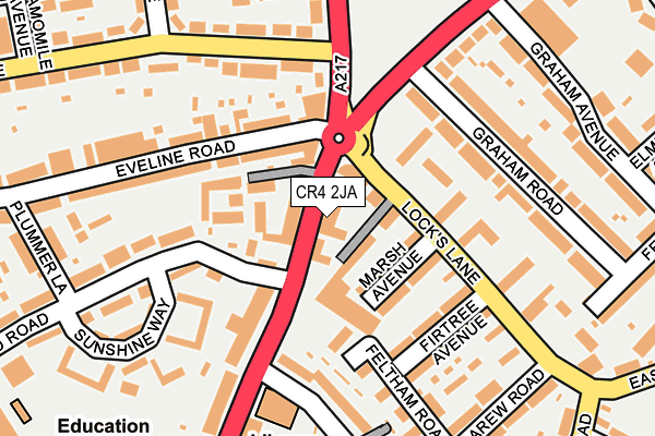CR4 2JA map - OS OpenMap – Local (Ordnance Survey)
