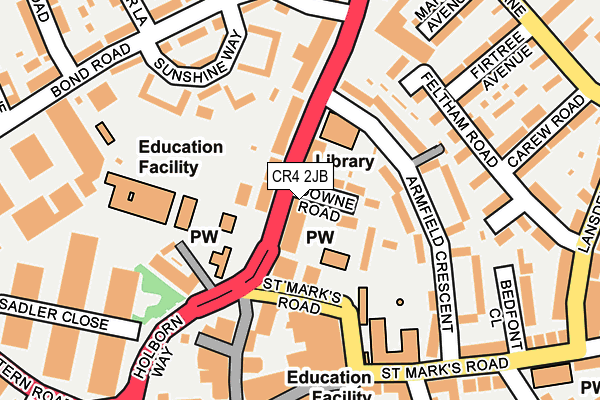 CR4 2JB map - OS OpenMap – Local (Ordnance Survey)