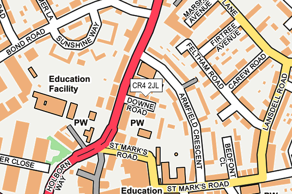 CR4 2JL map - OS OpenMap – Local (Ordnance Survey)