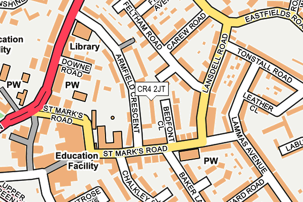 CR4 2JT map - OS OpenMap – Local (Ordnance Survey)