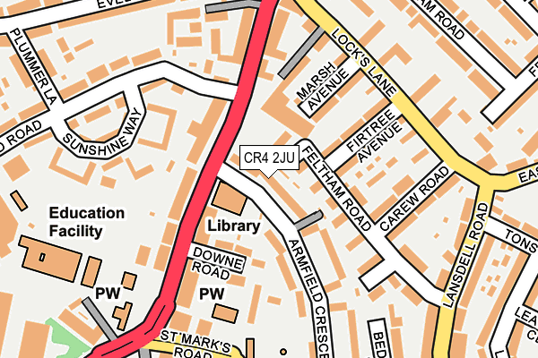 CR4 2JU map - OS OpenMap – Local (Ordnance Survey)