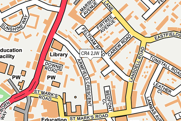CR4 2JW map - OS OpenMap – Local (Ordnance Survey)