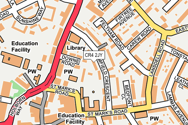 CR4 2JY map - OS OpenMap – Local (Ordnance Survey)