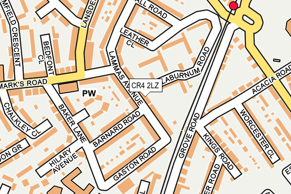 CR4 2LZ map - OS OpenMap – Local (Ordnance Survey)