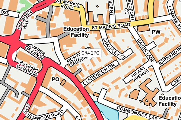 CR4 2PG map - OS OpenMap – Local (Ordnance Survey)