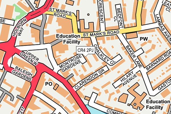 CR4 2PJ map - OS OpenMap – Local (Ordnance Survey)