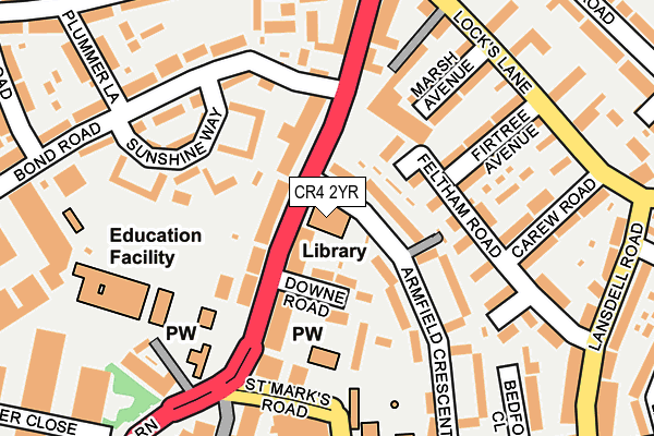 CR4 2YR map - OS OpenMap – Local (Ordnance Survey)