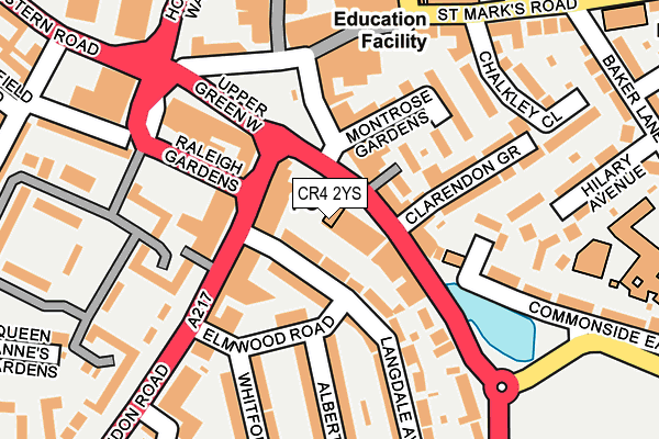CR4 2YS map - OS OpenMap – Local (Ordnance Survey)