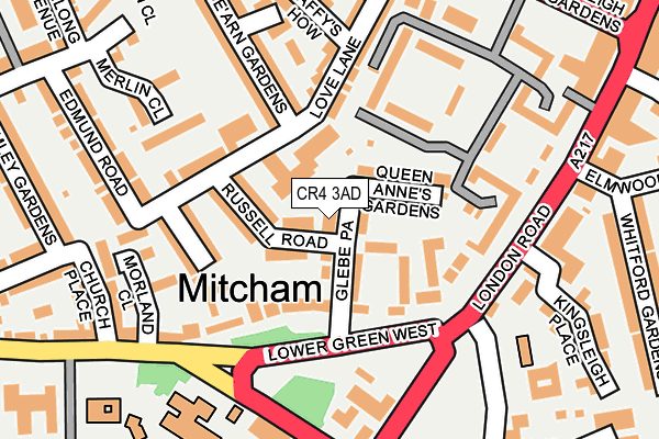 CR4 3AD map - OS OpenMap – Local (Ordnance Survey)