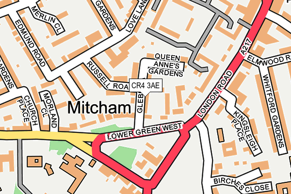 CR4 3AE map - OS OpenMap – Local (Ordnance Survey)