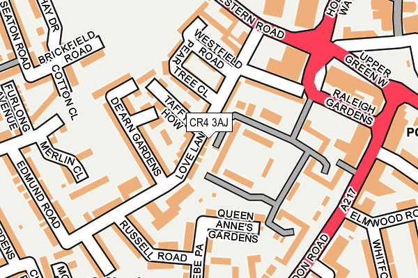 CR4 3AJ map - OS OpenMap – Local (Ordnance Survey)