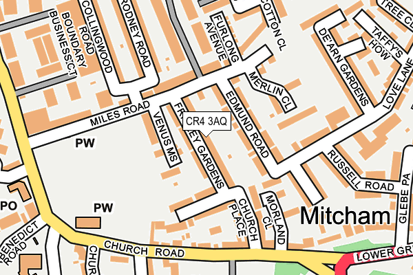 CR4 3AQ map - OS OpenMap – Local (Ordnance Survey)