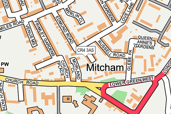 CR4 3AS map - OS OpenMap – Local (Ordnance Survey)