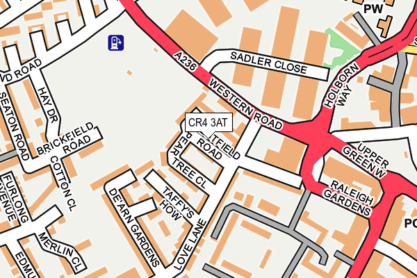 CR4 3AT map - OS OpenMap – Local (Ordnance Survey)