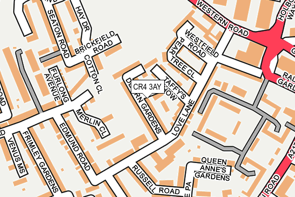 CR4 3AY map - OS OpenMap – Local (Ordnance Survey)