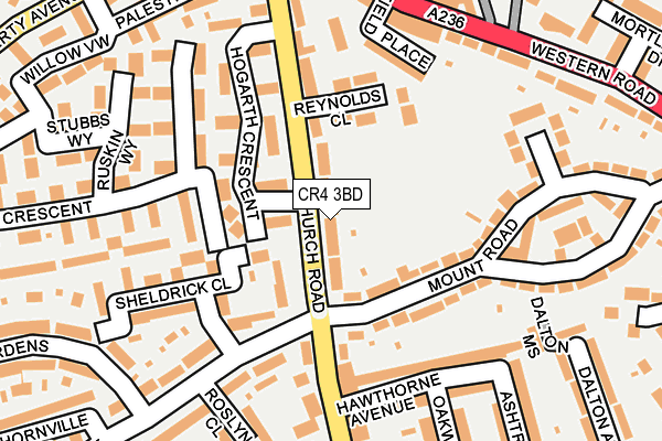 CR4 3BD map - OS OpenMap – Local (Ordnance Survey)