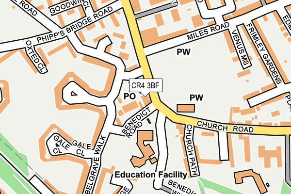 CR4 3BF map - OS OpenMap – Local (Ordnance Survey)