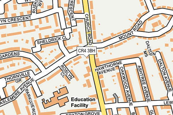 CR4 3BH map - OS OpenMap – Local (Ordnance Survey)