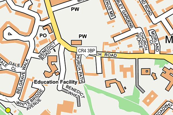 CR4 3BP map - OS OpenMap – Local (Ordnance Survey)