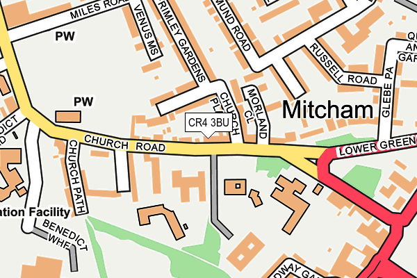 CR4 3BU map - OS OpenMap – Local (Ordnance Survey)