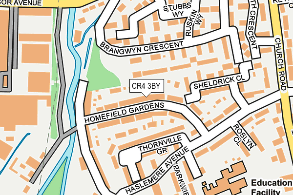 CR4 3BY map - OS OpenMap – Local (Ordnance Survey)