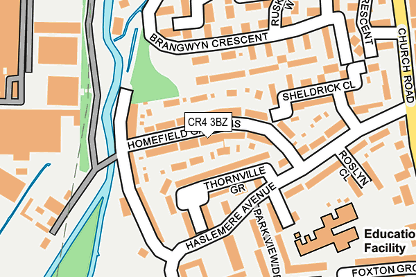 CR4 3BZ map - OS OpenMap – Local (Ordnance Survey)