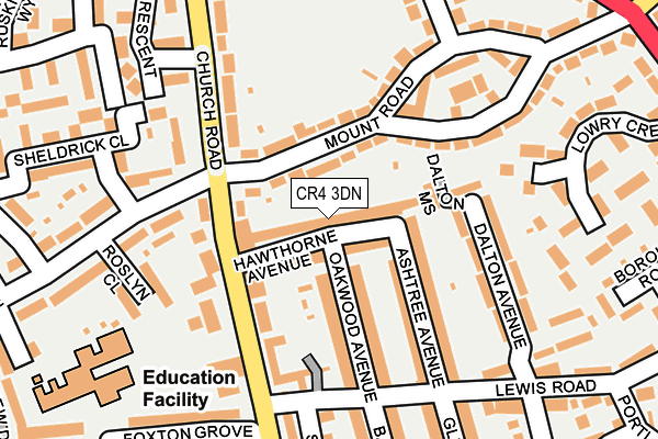CR4 3DN map - OS OpenMap – Local (Ordnance Survey)